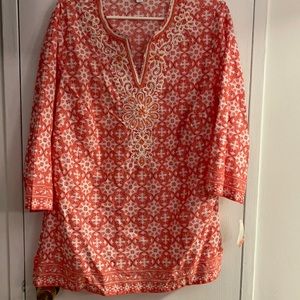 Orange/pink/white top with jewled detail